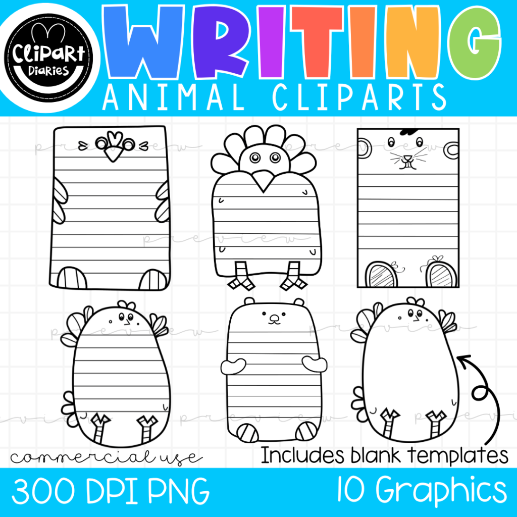 Writing animals clipart