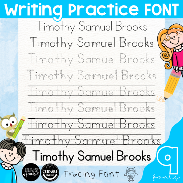 Tracing Letters Font for Writing Practice, Handwriting Font with Arrows